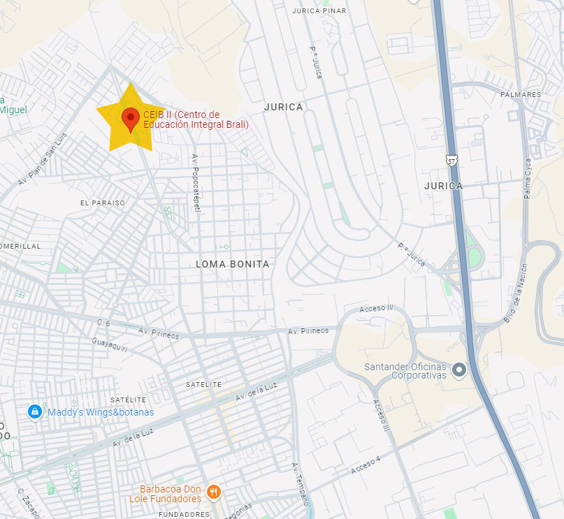 Mapa con la ubicación del Centro de Educación Integral Brali